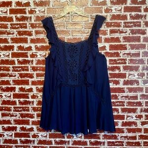Free People FP One Priscilla Eyelet  Crochet Ruffle mini dress. Medium.